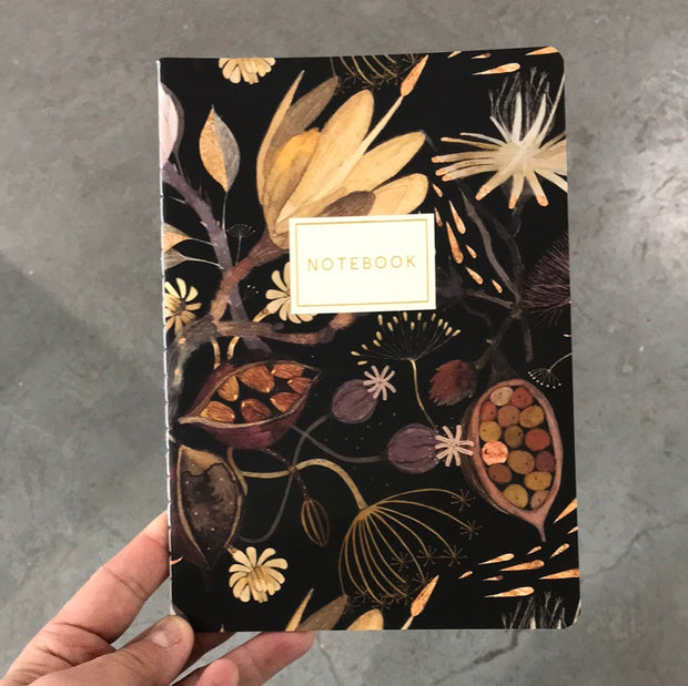 Black Fall Floral Notebook