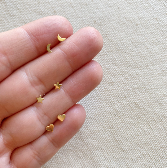 Tiny 18k Gold Filled Love and Magic Studs