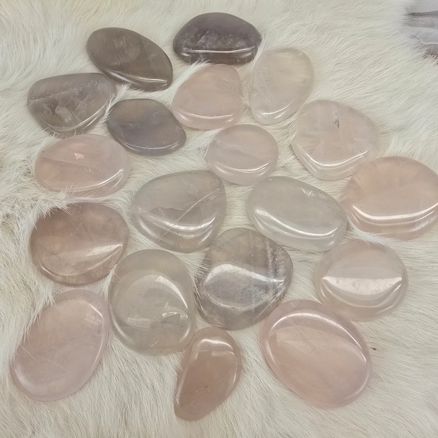 Blue Rose Quartz Flat Palm Stone