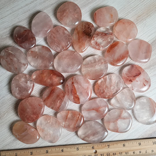 Fire Quartz Flat Palm Stone