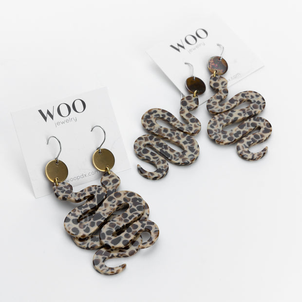 Tan Snake Bite Earrings - Woo Jewelry
